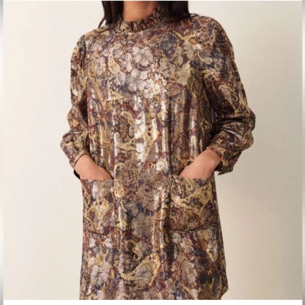 NWOT Ba+Sh Chiba gold mini dress, size M - Picture 2 of 15
